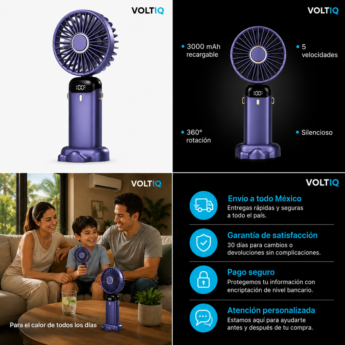 VOLTIQ AirFlow — Mini Ventilador Portátil Recargable USB
