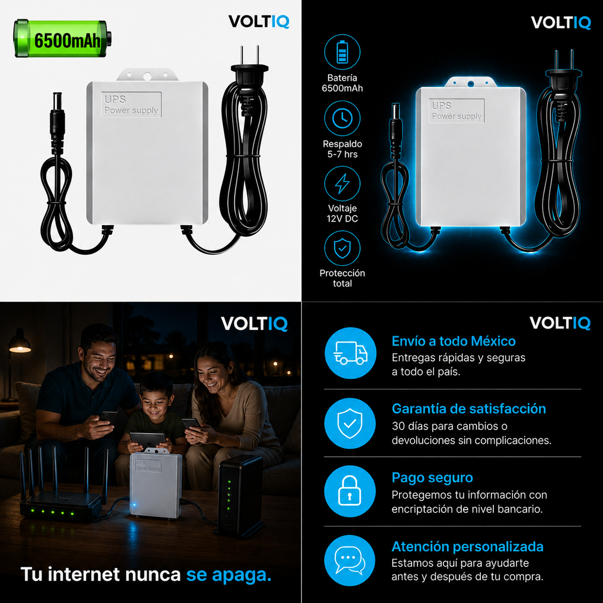 VOLTIQ PowerModem — Mini UPS 6500 mAh para Módem y Router
