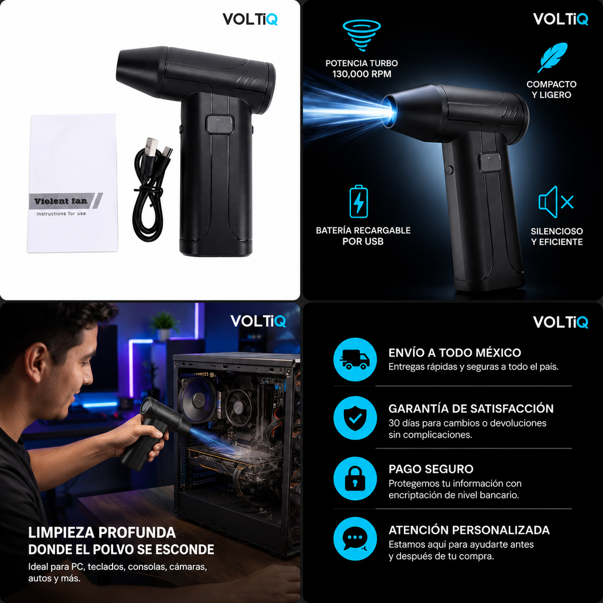 VOLTIQ AirBlast — Mini Sopladora Eléctrico Turbo