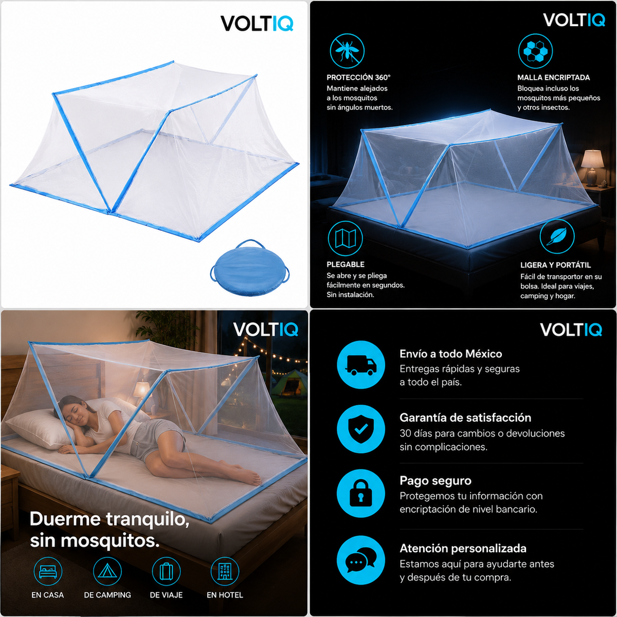 VOLTIQ MosquiSleep — Mosquitera Portátil para Hogar, Viajes y Camping